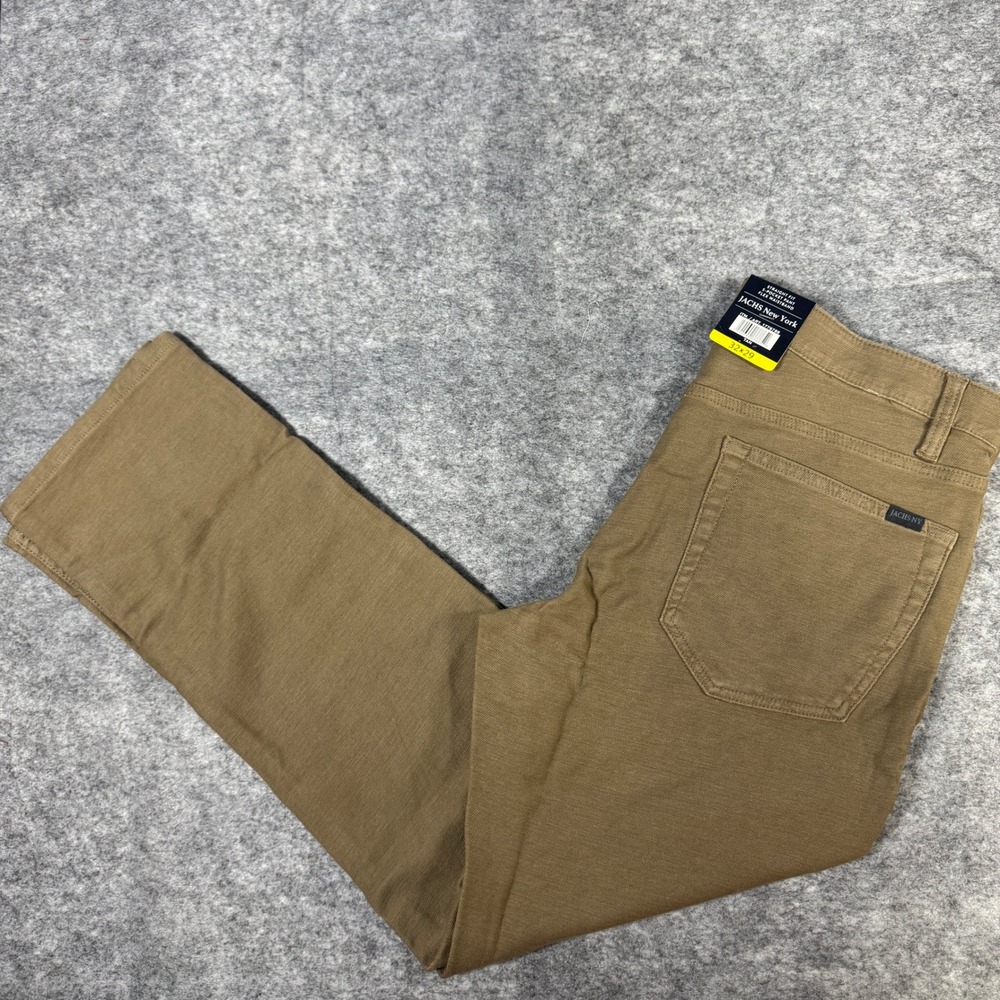 Jachs New York Mens Straight Fit 5-Pocket Flex Waistband Pants Tan 32x29 NEW